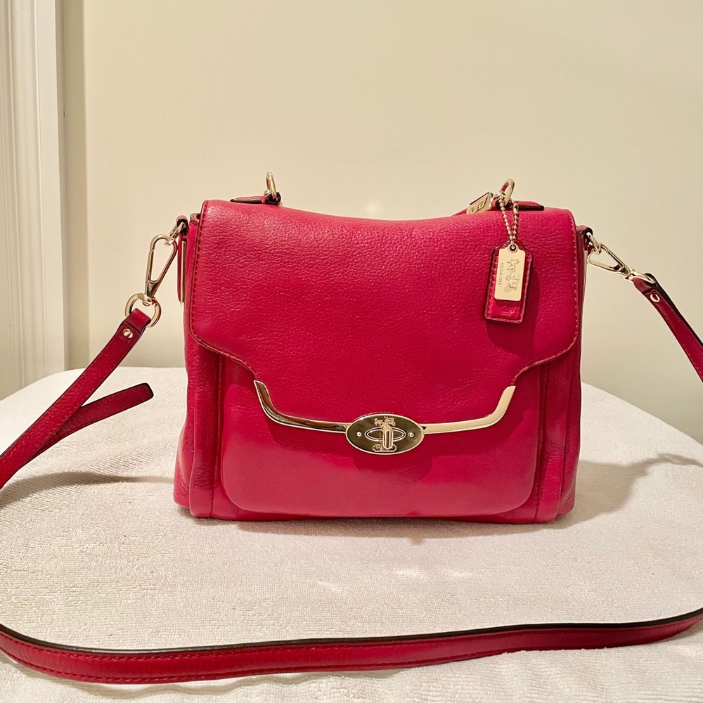 Vintage Coach Madison Small Sadie Flap Red Satchel Bag